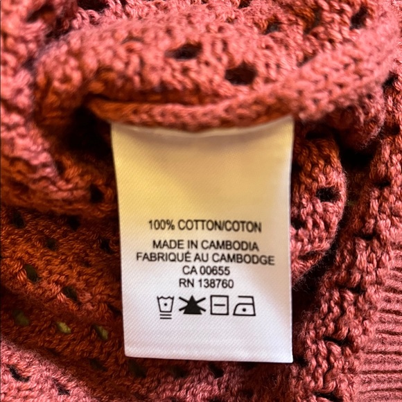 NWT REITMANS 💯 cotton terracotta short sleeve crew neck open stitch pullover - Picture 5 of 6